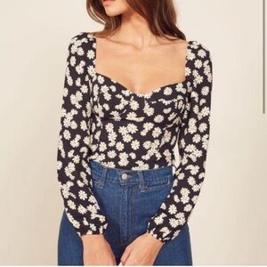 Floral Black and White Women's Top